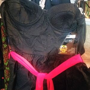 Spirit Costume Pin Stripe Peplum Top large Gangster Mafia Costume